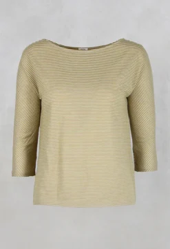 Apuntob T-shirts^3/4 Sleeve Striped T-Shirt in Canapa Orca