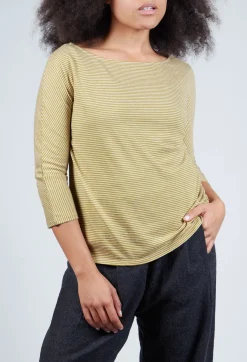 Apuntob T-shirts^3/4 Sleeve Striped T-Shirt in Canapa Orca