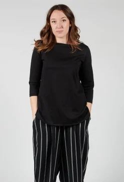Moyuru T-shirts^3/4 Sleeve T-Shirt in Black