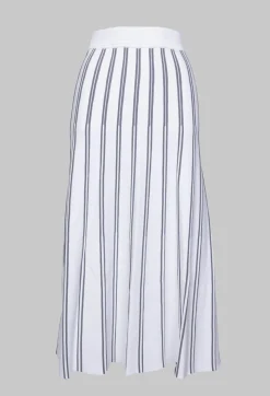 Nijii Skirts^A Line Knitted Skirt in Grey and White Stripe