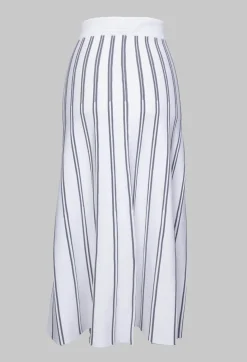 Nijii Skirts^A Line Knitted Skirt in Grey and White Stripe