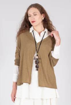 Album Di Famiglia Cardigans^A-Line Cardigan in Khaki