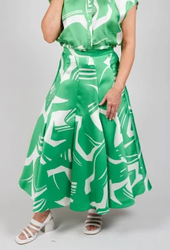 Beatrice B Skirts^A-Line Pleated Skirt in Green Matisse