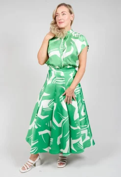 Beatrice B Skirts^A-Line Pleated Skirt in Green Matisse
