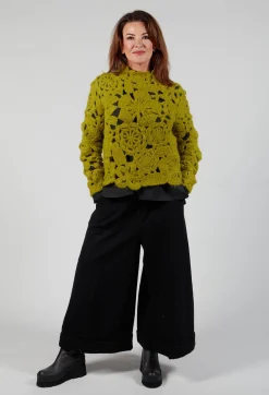 Fringe Knitwear|Jumpers^Amber Hand Crochet Sweater in Olive