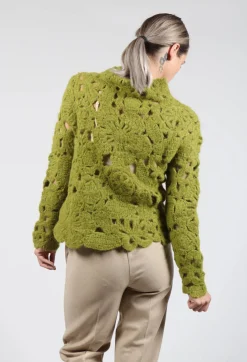 Fringe Knitwear|Jumpers^Amber Hand Crochet Sweater in Olive
