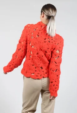 Fringe Knitwear|Jumpers^Amber Hand Crochet Sweater in Red
