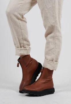 Lofina Boots^Ankle Boots with Curved Sole in Gasoline Caramello