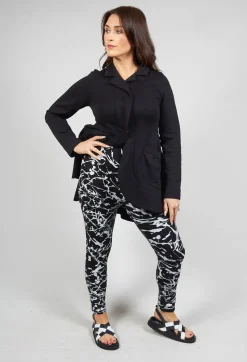 Bread and Butter Leggings^Ankle Cropped Leggings in Black with White Print