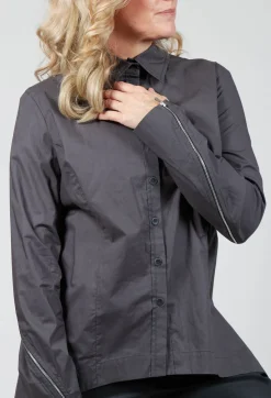 Anett Rostel Shirts & Blouses^Asymmetric Blouse with Button Front in Grey