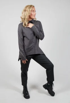 Anett Rostel Shirts & Blouses^Asymmetric Blouse with Button Front in Grey
