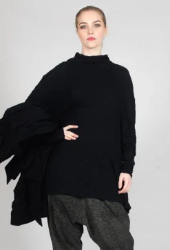 Rundholz Mainline Tops^Asymmetric Crinkle Top in Black