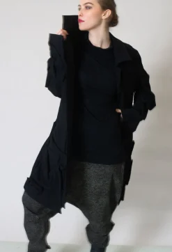 Rundholz Mainline Tops^Asymmetric Crinkle Top in Black