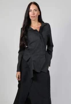 Xenia Design Jackets^Asymmetric Hem Jacket with Grey Black Print