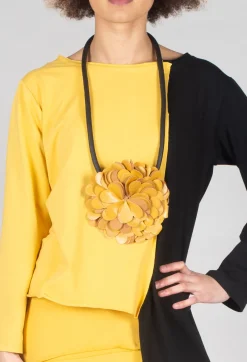 Bread and Butter Tops^Asymmetric Jersey Top in Yellow and Black