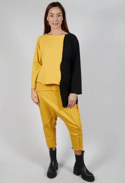 Bread and Butter Tops^Asymmetric Jersey Top in Yellow and Black