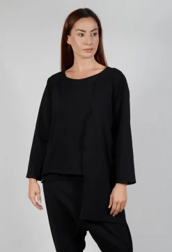 Bread and Butter Tops^Asymmetric Jersey Top in Black