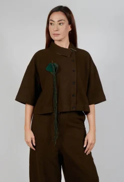 SOH Shirts & Blouses^Asymmetric Point Collar Shirt in Brown