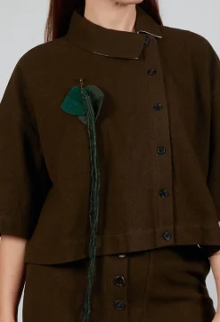 SOH Shirts & Blouses^Asymmetric Point Collar Shirt in Brown