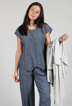 Thing Shirts & Blouses^Asymmetric Wrap Shirt in Blue Denim