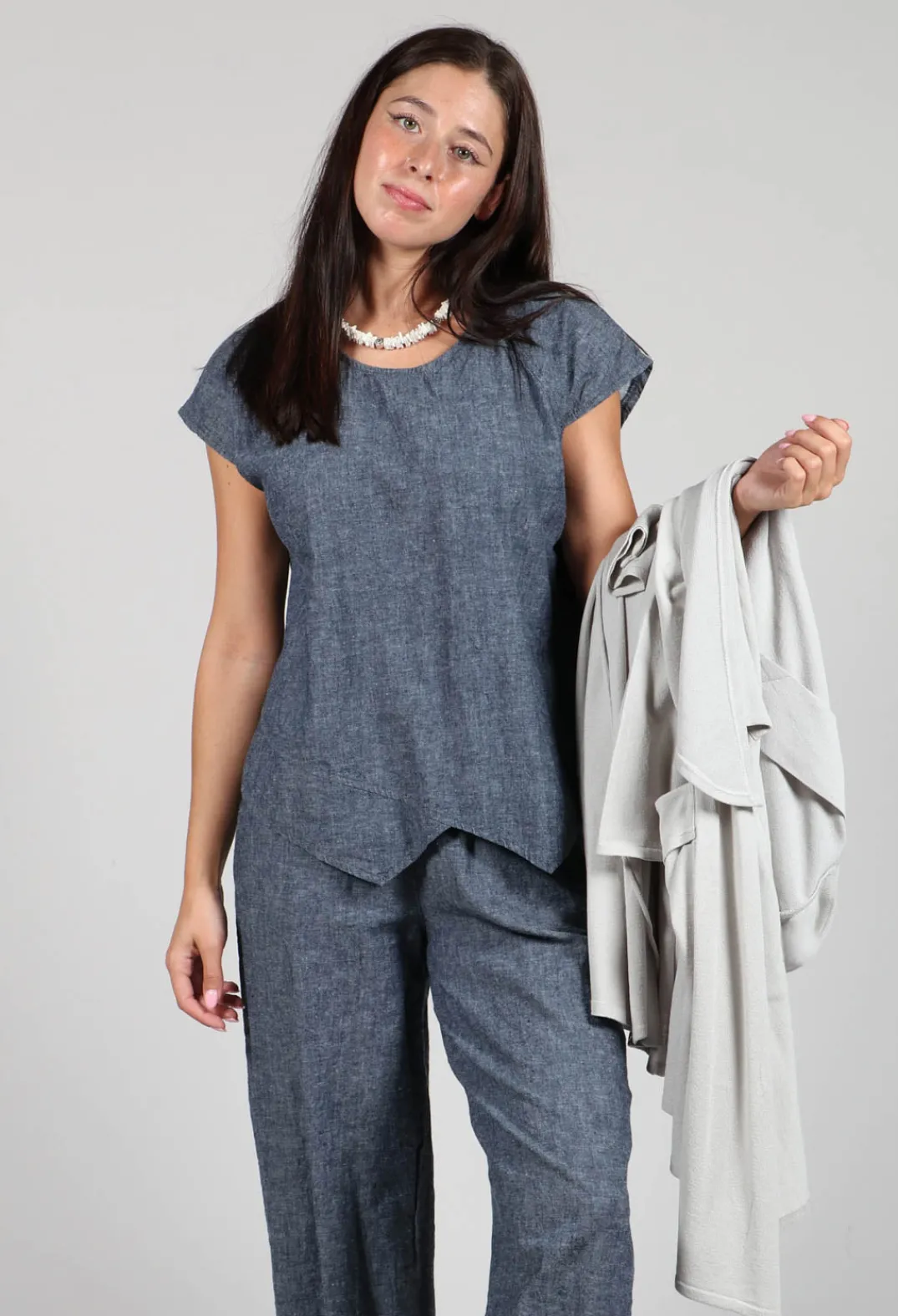 Thing Shirts & Blouses^Asymmetric Wrap Shirt in Blue Denim