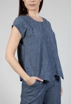 Thing Shirts & Blouses^Asymmetric Wrap Shirt in Blue Denim