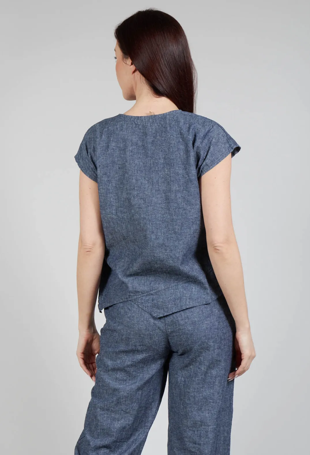 Thing Shirts & Blouses^Asymmetric Wrap Shirt in Blue Denim