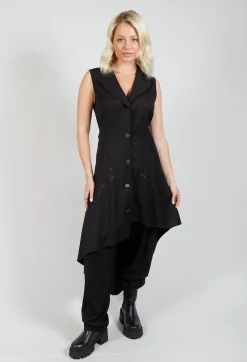 La Haine Dresses^Asymmetrical Button Through Dress in Black