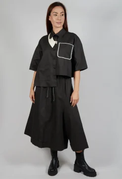 SOH Shirts & Blouses^Asymmetrical Cropped Shirt in Charcoal