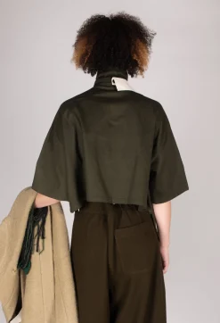 SOH Shirts & Blouses^Asymmetrical Cropped Shirt in Olive