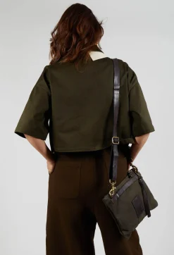 SOH Shirts & Blouses^Asymmetrical Cropped Shirt in Olive
