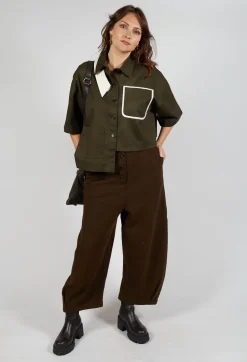 SOH Shirts & Blouses^Asymmetrical Cropped Shirt in Olive