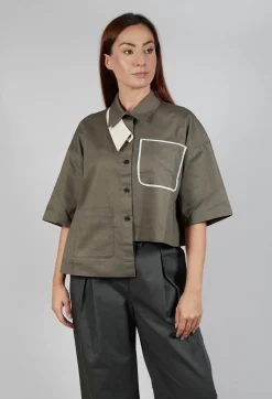 SOH Shirts & Blouses^Asymmetrical Cropped Shirt in Grey