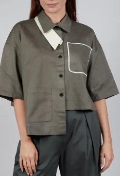 SOH Shirts & Blouses^Asymmetrical Cropped Shirt in Grey