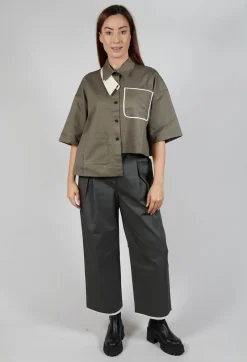 SOH Shirts & Blouses^Asymmetrical Cropped Shirt in Grey