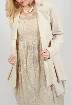 Sanctamuerte Jackets^Asymmetrical Jacket in Cotone and Garza Di Lino Sand