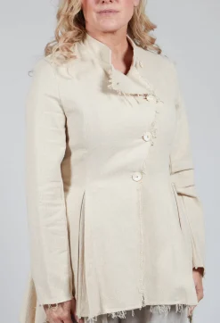 Sanctamuerte Jackets^Asymmetrical Jacket in Cotone and Garza Di Lino Sand