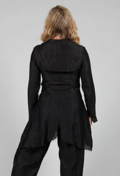 Sanctamuerte Jackets^Asymmetrical Jacket in Lino Crush Nero