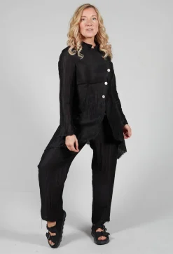 Sanctamuerte Jackets^Asymmetrical Jacket in Lino Crush Nero
