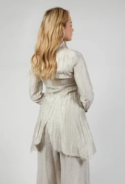 Sanctamuerte Jackets^Asymmetrical Jacket in Lino Crush Sand