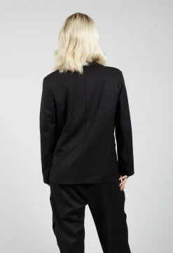 La Haine Jackets^Asymmetrical Paint Print Blazer in Black