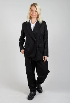 La Haine Jackets^Asymmetrical Paint Print Blazer in Black