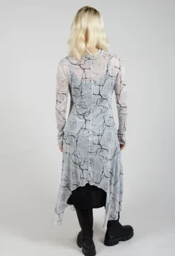 La Haine Dresses^Asymmetrical Sheer Dress in White Print