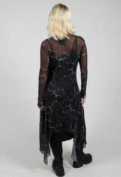 La Haine Dresses^Asymmetrical Sheer Dress in Black Print