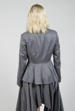 La Haine Jackets^Asymmetrical Single Button Blazer in Grey