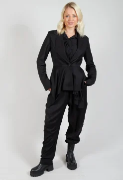 La Haine Jackets^Asymmetrical Single Button Blazer in Black