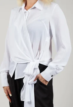 La Haine Shirts & Blouses^Asymmetrical Tie Blouse in White