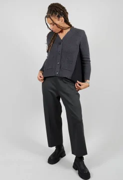 Mei Meij Cardigans^Back Pleated Cardigan in Antracite and Nero