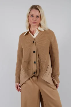 Mei Meij Cardigans^Back Pleated Cardigan in Camel