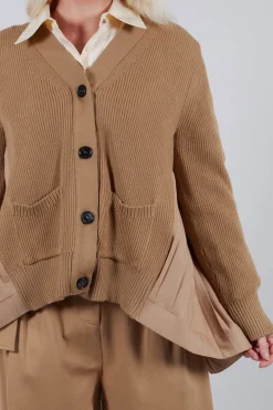 Mei Meij Cardigans^Back Pleated Cardigan in Camel